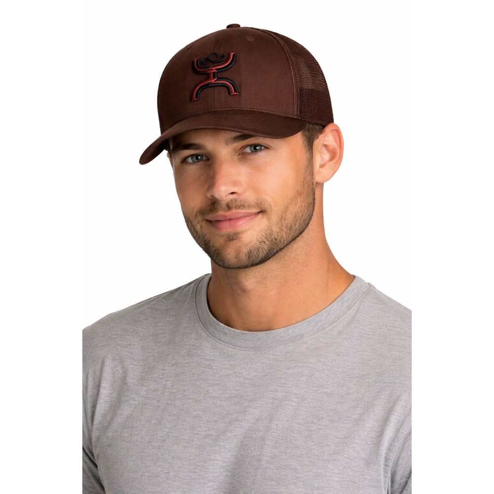 Hooey Brown Embroidered Logo Snapback Mesh Mens Trucker Hat‎ Adjustable Cap